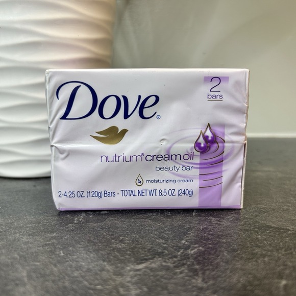 Dove Nutrium Cream Oil Beauty Bar‎ 1/4 Moisturizing Cream 2 Bars 4.25 oz SEALED - Picture 1 of 4